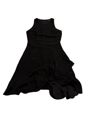 NWT Banana Republic Women's Black Sleeveless Faux Wrap Ruffle Hem Dress NEW